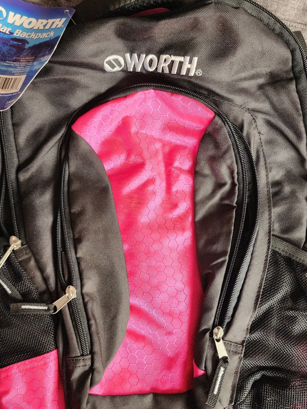 WORTH Black Bat Backpack with Pink Accent